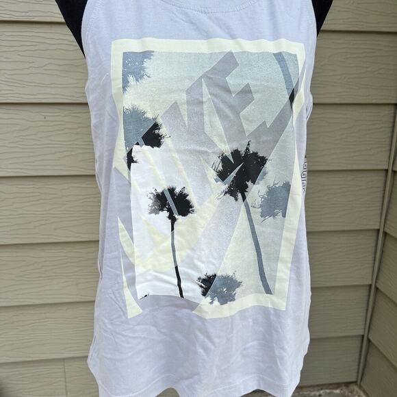 NIKE racerback tank top, gray, palm trees, women's size S, NWT - Picture 1 of 8